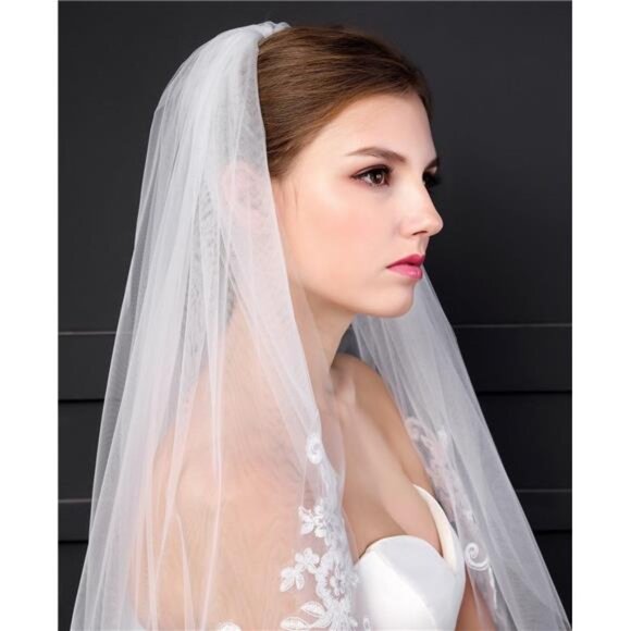 Women\'s Short 2 Tier Wedding Bridal Veil With Comb L24 main image 5